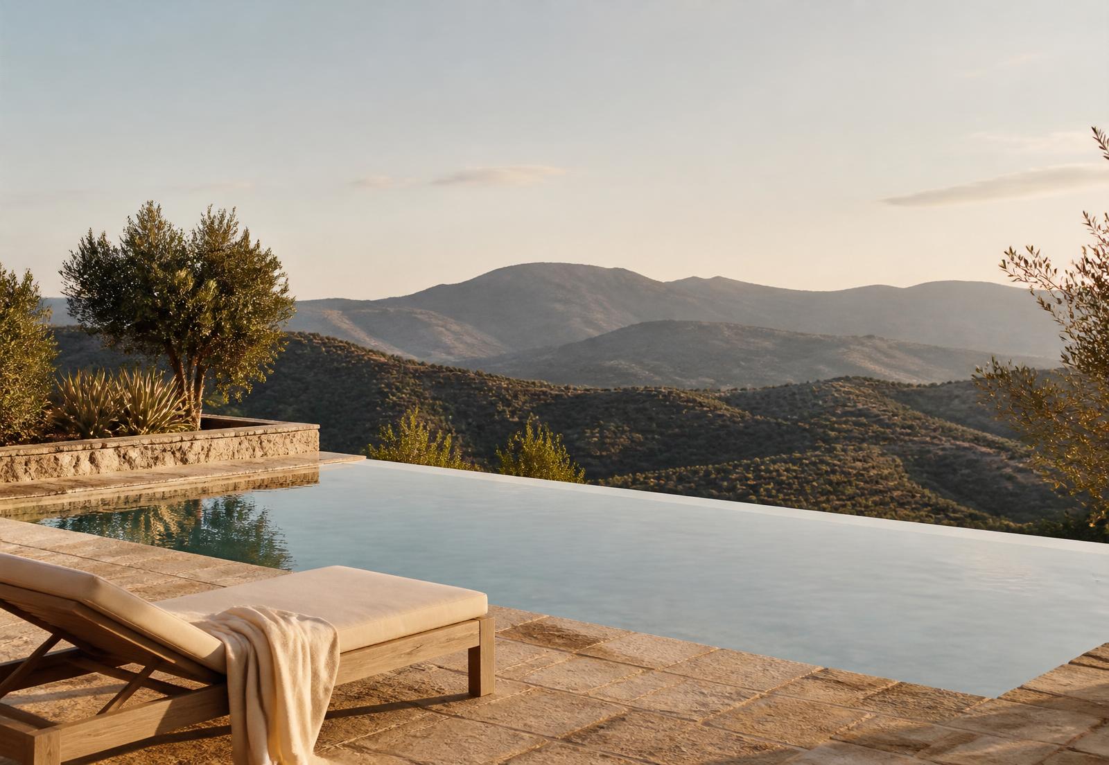 Infinity pool overlooking Andalusian mountains